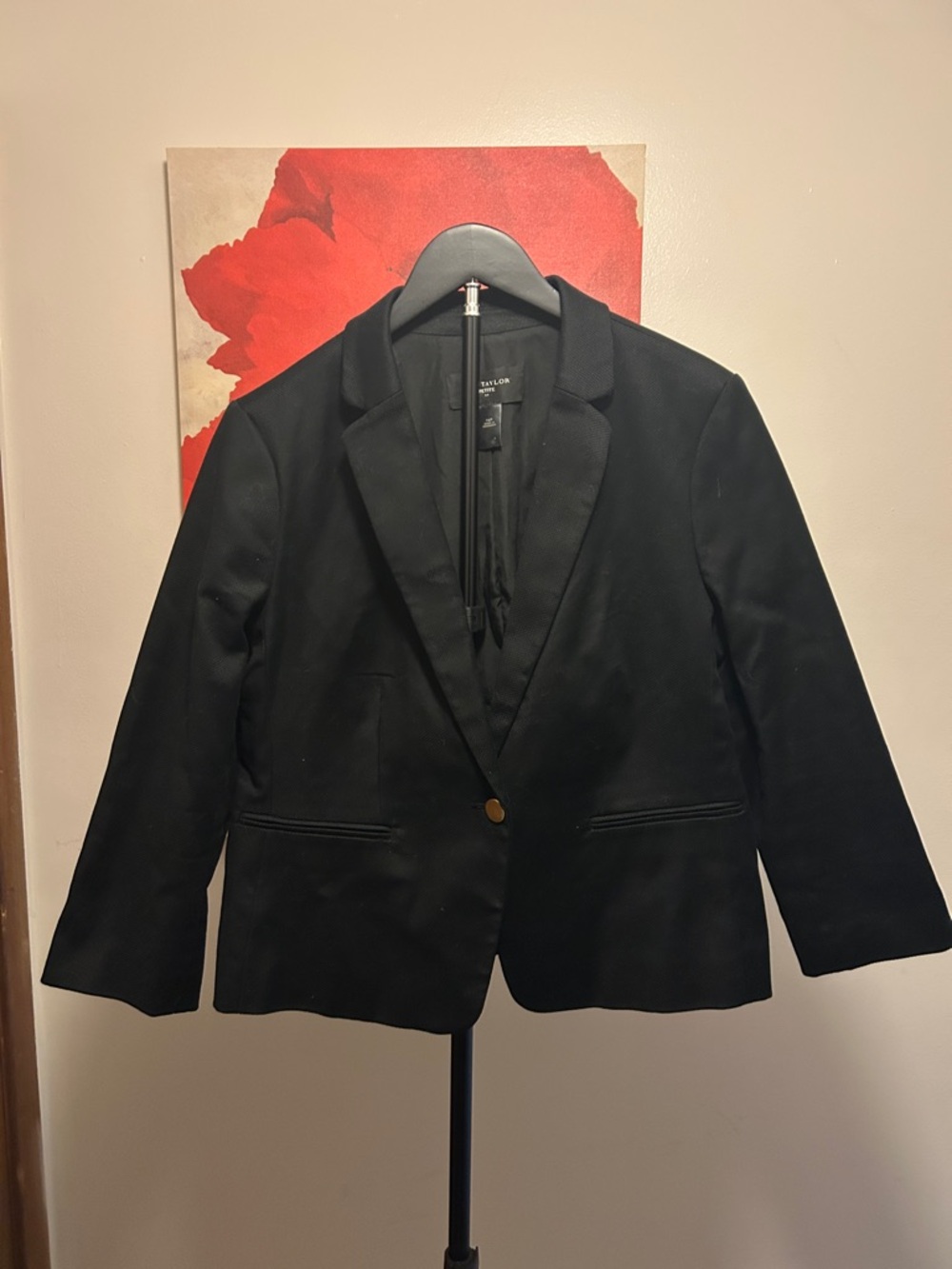 Ann Taylor Black Single-Button Notch Lapel Blazer